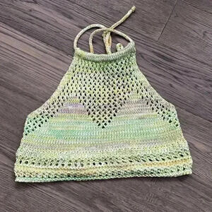 🔥Zara🔥 | Green multi coloured crochet crop  top